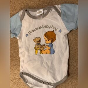 Precious Moments Baby Boy Bodysuit Teddy Bear Vintage Look